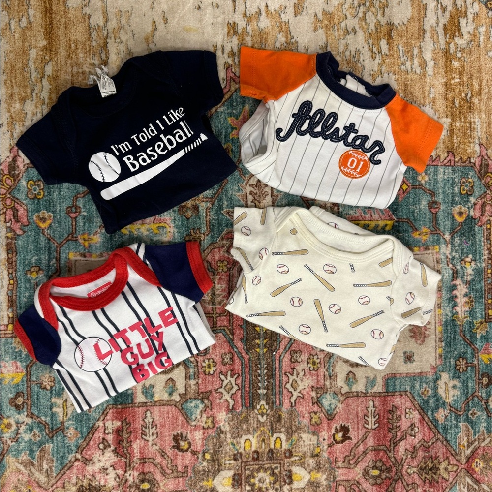 Baby Boys Baseball Onesie Lot of 5